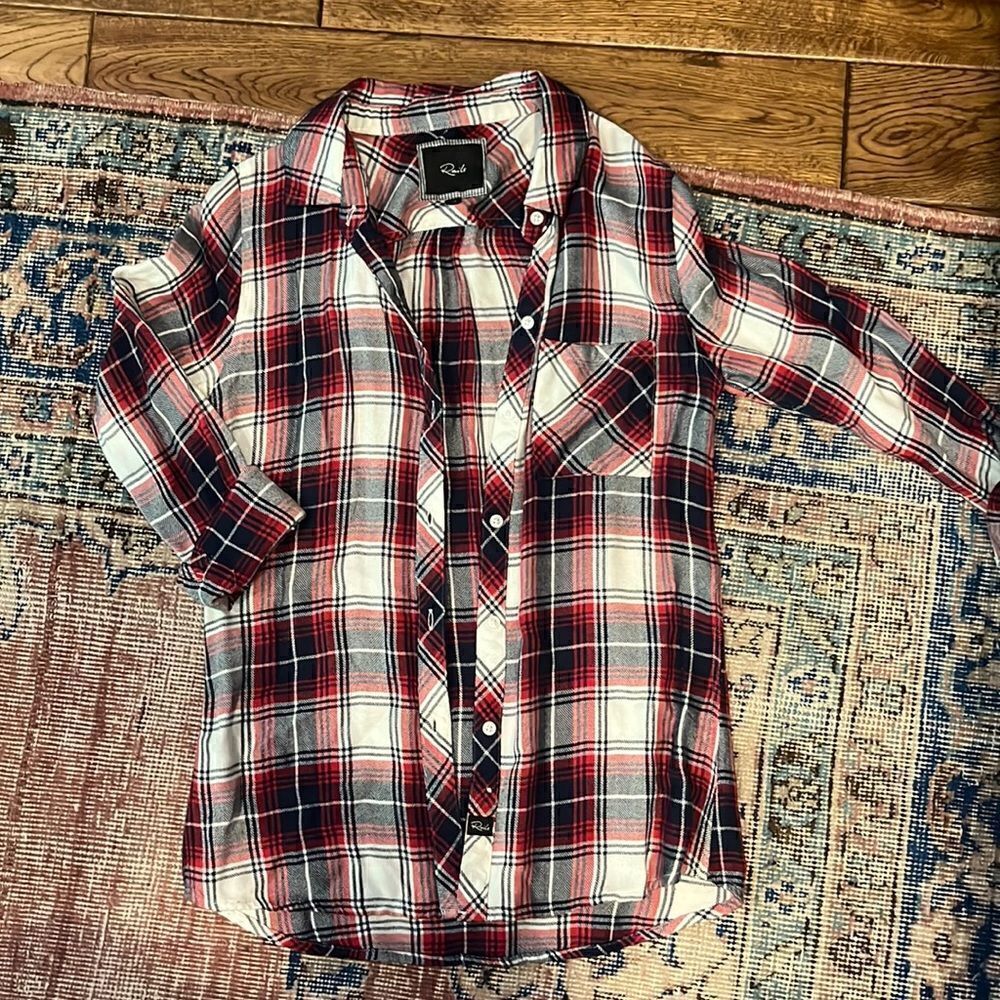 Rails Red White and Navy button down
